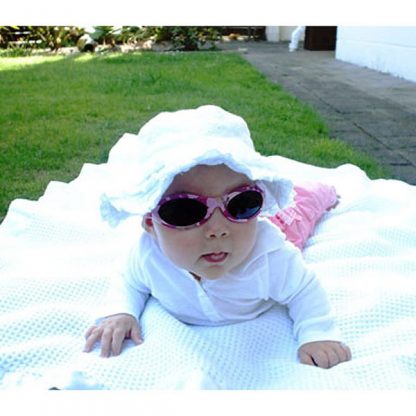 Baby Banz Adventure Banz Camo Pink sunglasses on baby