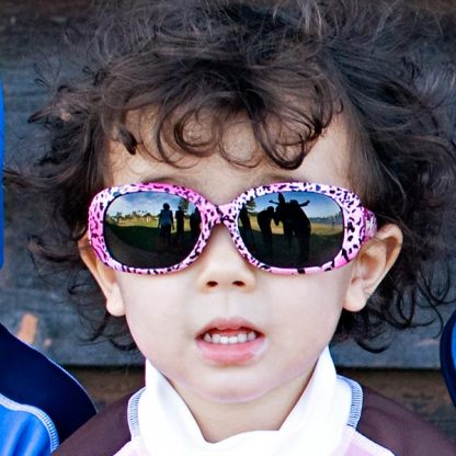 Girl in JBanz Pattern Pink Leopard sunglasses