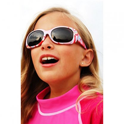 Girl in JBanz Pink Stripe sunglasses