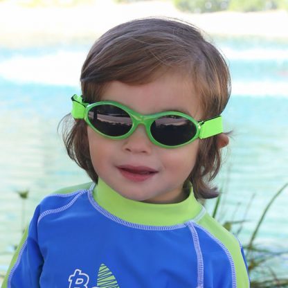 Boy in Adventure Banz sunglasses Lime Green