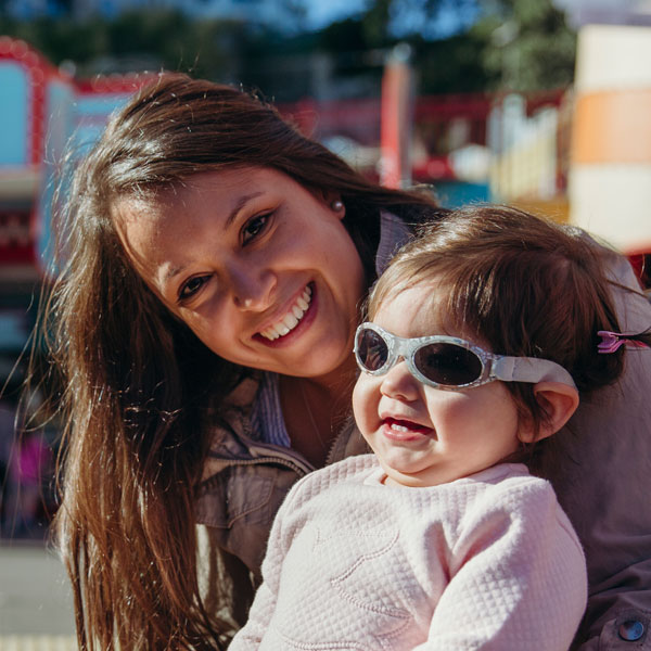 Mum with girl wearing Adventure Banz Silver Rose sunglasses