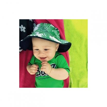 Baby in Reversible Sunhat in Tropical Forest/Navy